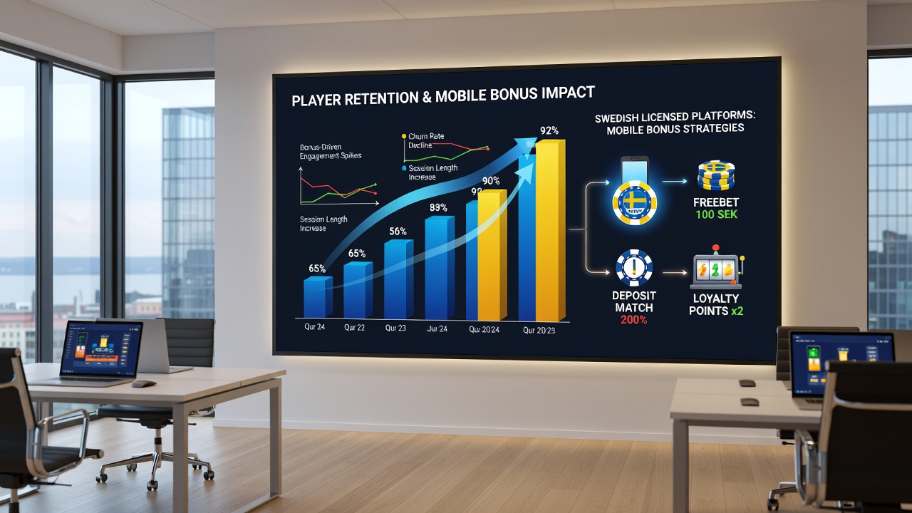 Data visualization of player retention curves tied to mobile bonus types on regulated Swedish platforms