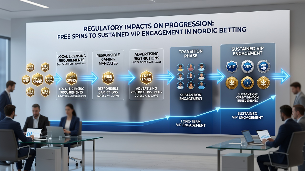 Data visualization showing player progression from free spins to VIP tiers under Nordic regulations
